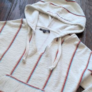 OCEAN DRIVE I Striped Terry Pullover Kangaroo Pocket Pullover Baja Hoodie, S